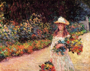 ジヴェルニーの庭にいる若い女の子 クロード・モネ 印象派の花 Oil Paintings